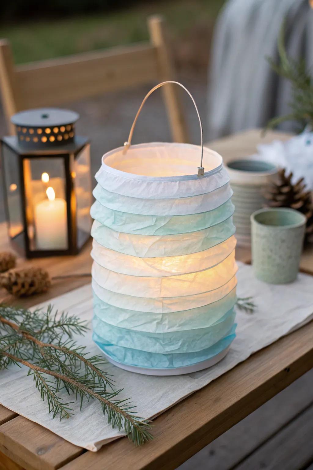 Illuminate your holiday season with handcrafted elegance: Tissue Paper Lanterns that glow with cozy charm.