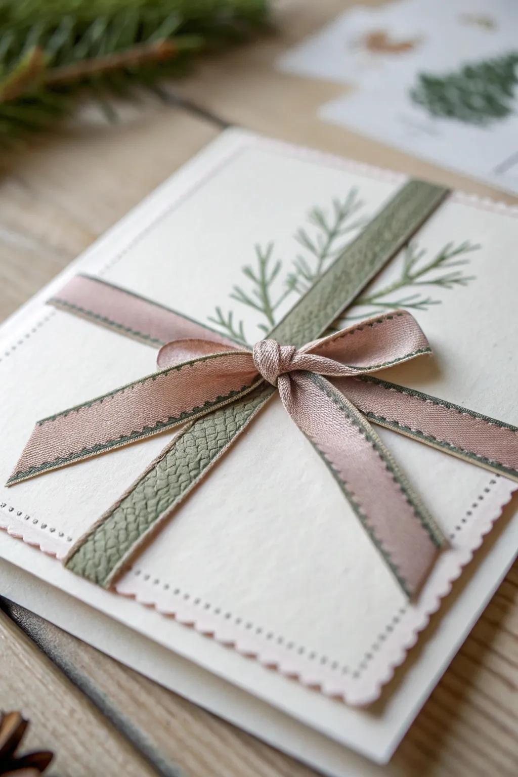 Elevate your holiday greetings with the charm of fabric and ribbon accents. 🎀✨ #HandmadeWithLove