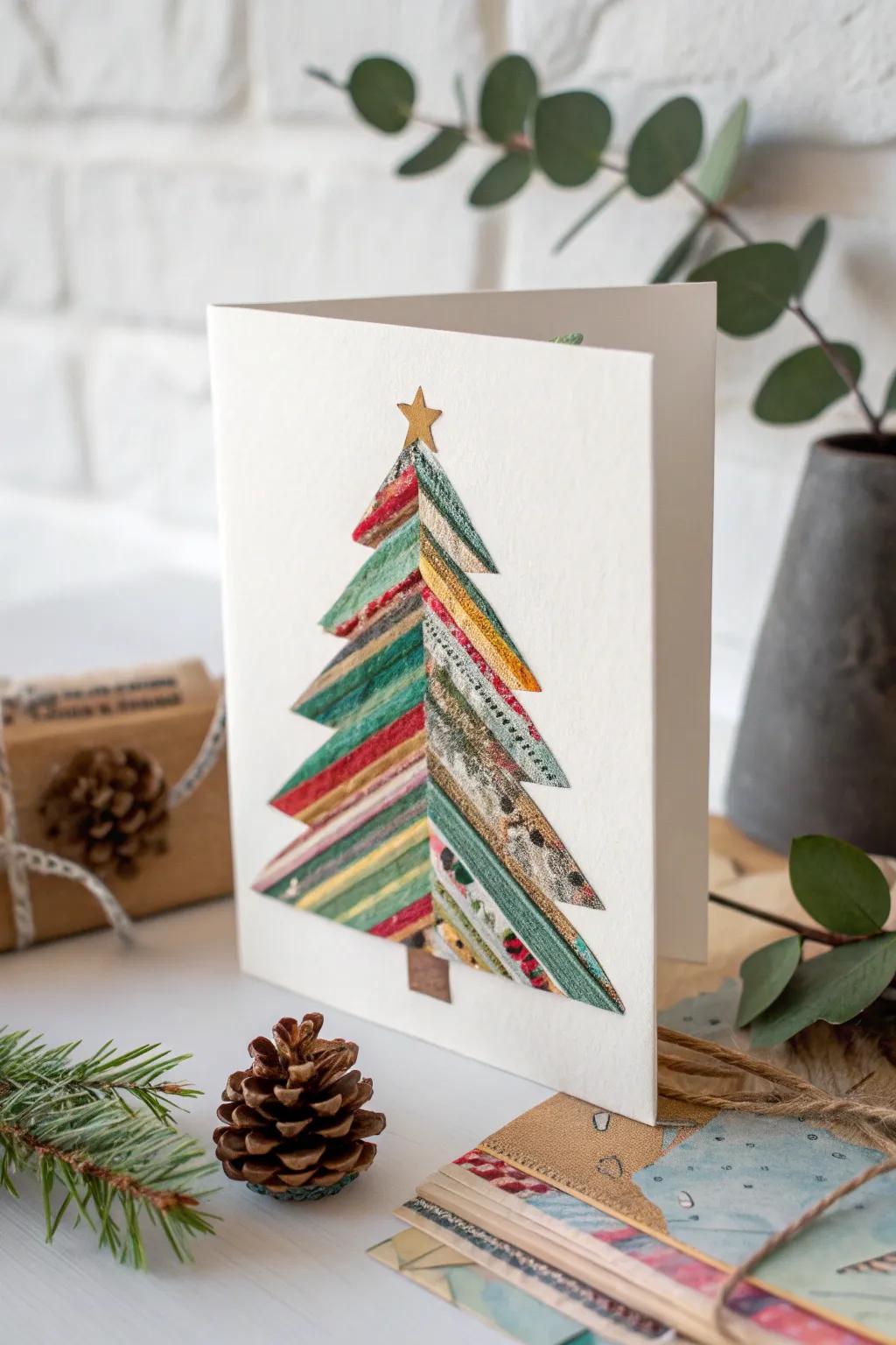 Celebrate the season sustainably with a handcrafted eco-friendly Christmas card that combines minimalist style with a vibrant touch of creativity.