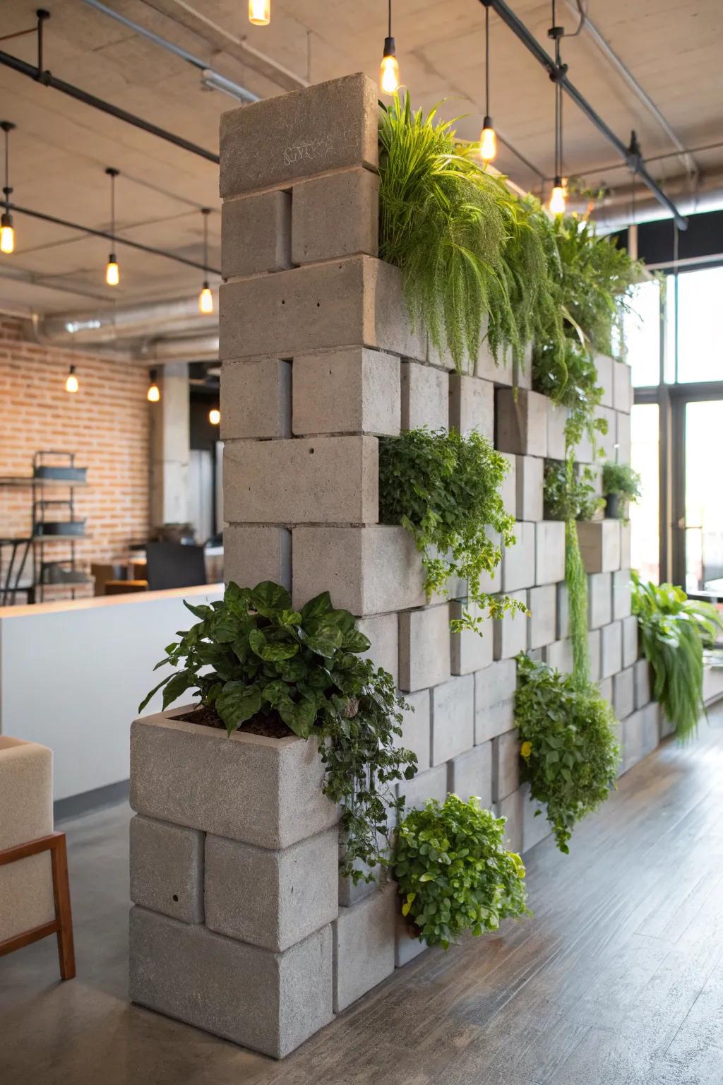 Transform your space with a chic cinder block privacy wall planter—perfect for adding greenery and style to any urban loft.
