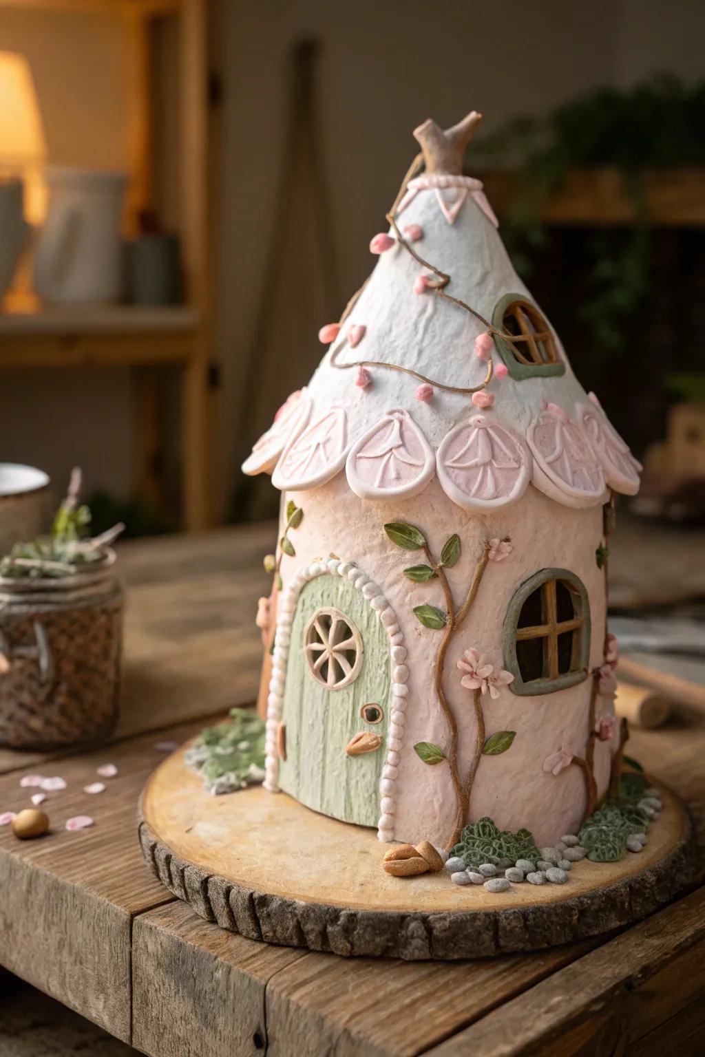 Crafting Magic: Create your own enchanting clay fairy house with natural elements.
