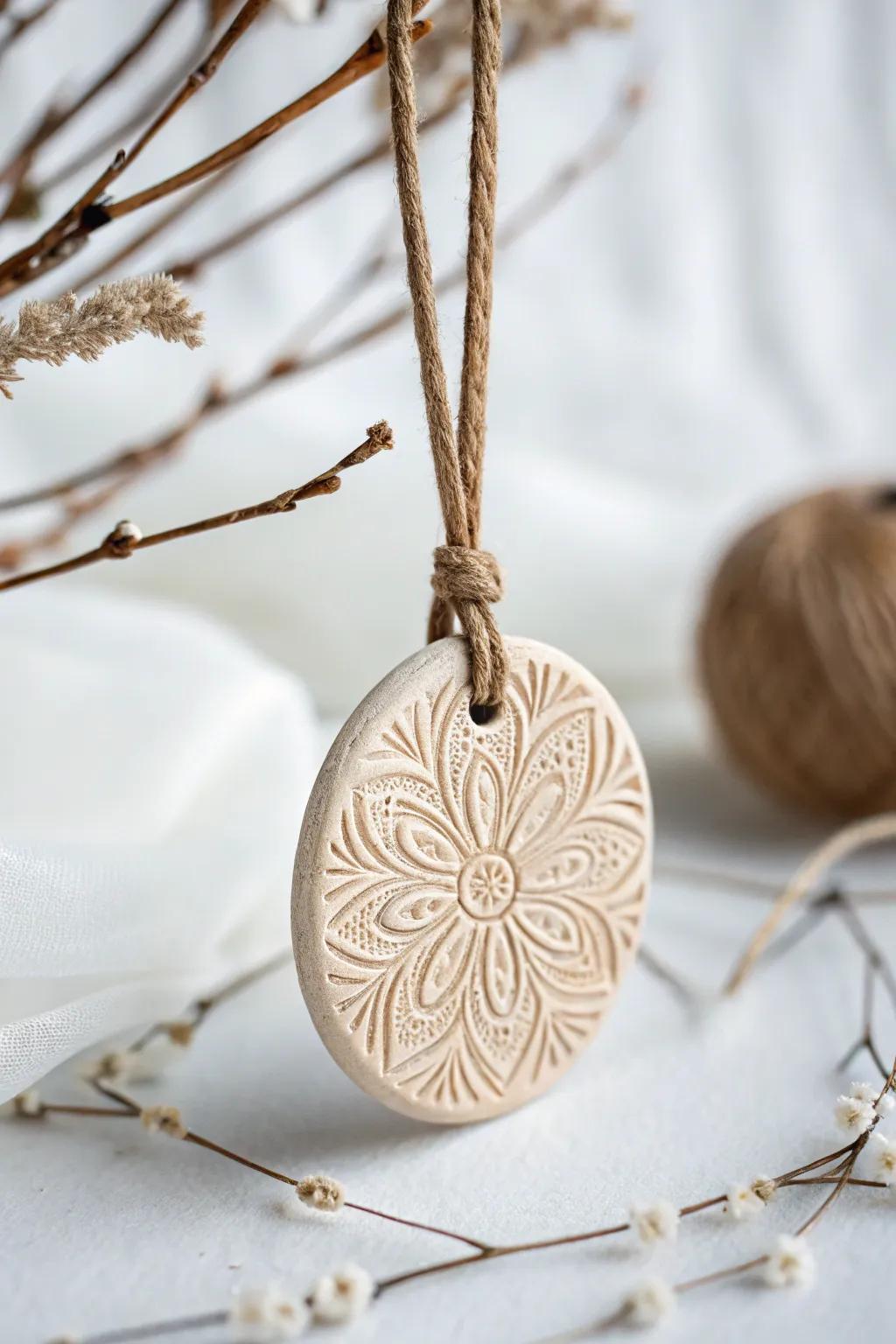 Discover the art of simplicity with embossed clay pendants—where craftsmanship meets elegance.