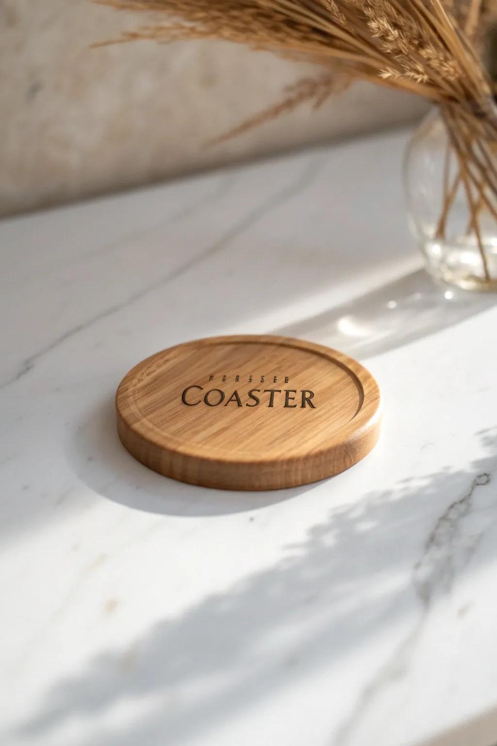 Add a touch of wit to your table with these charming engraved coasters.