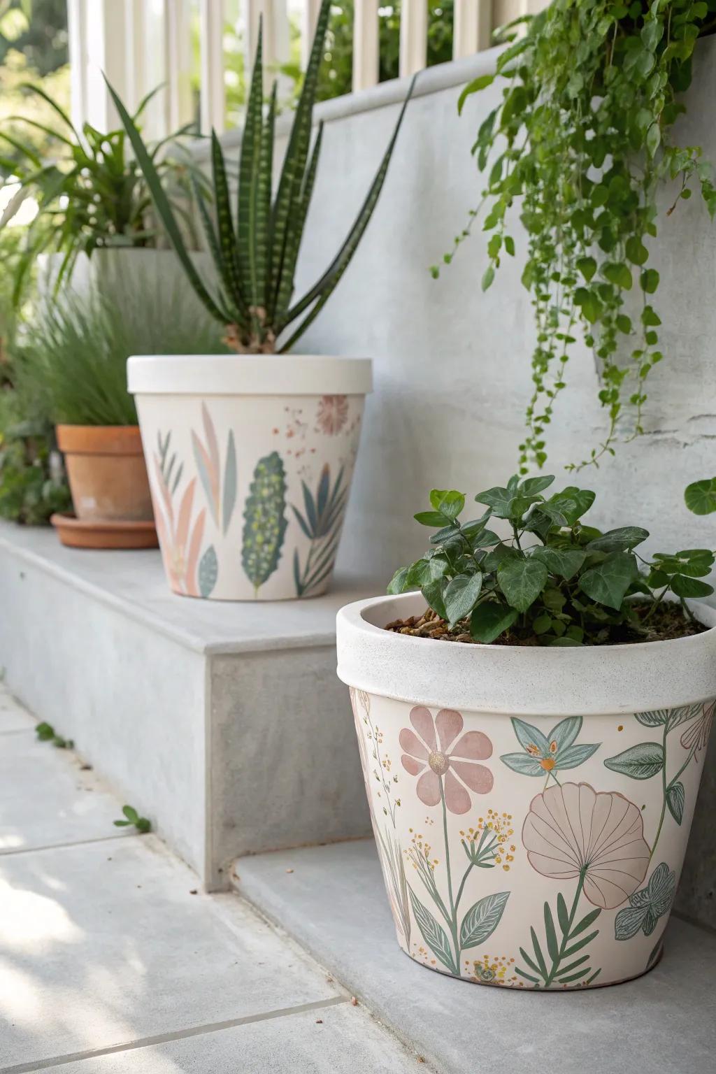 Transform your patio into a year-round oasis by blending art with nature through painted concrete designs.