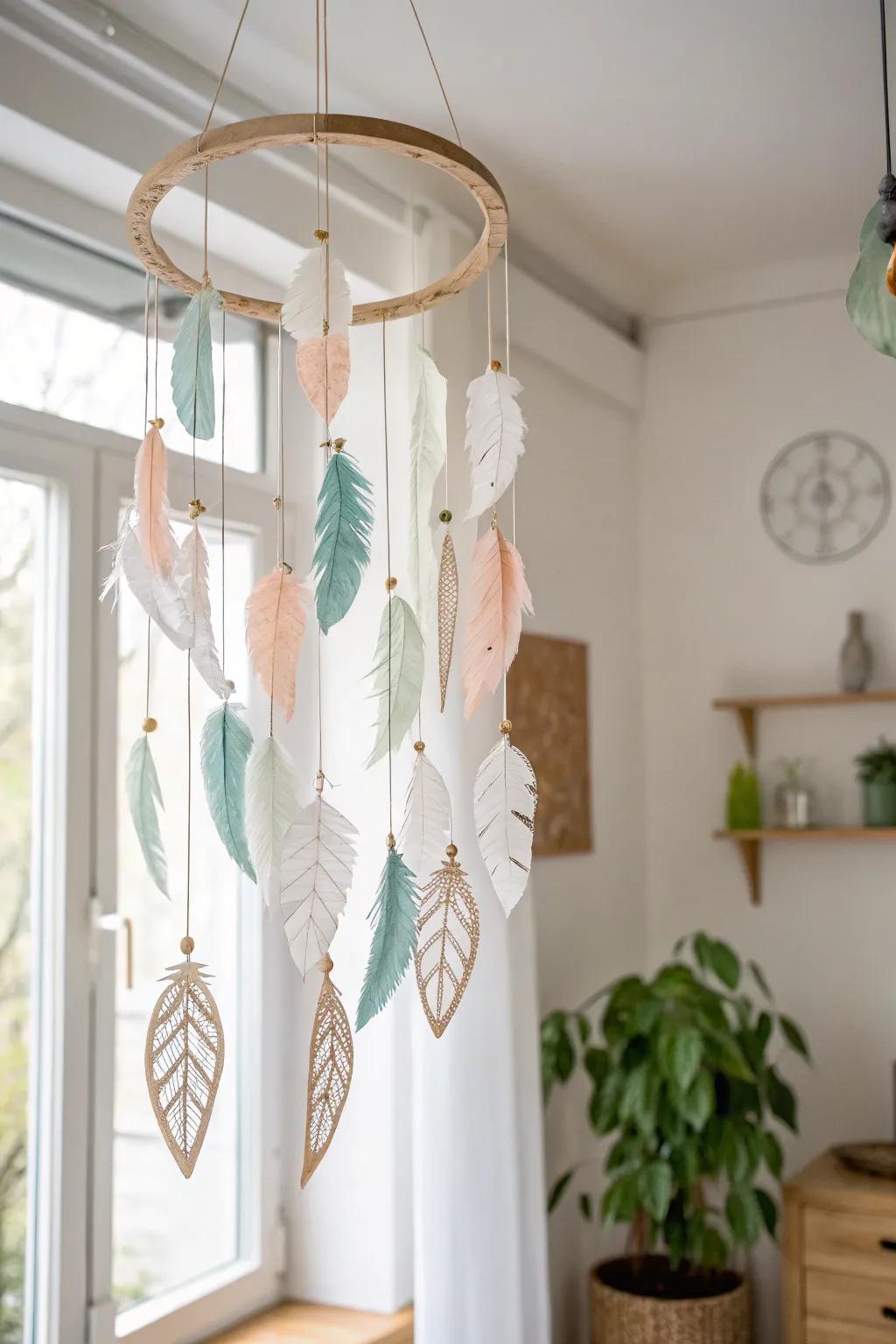 Bring a touch of whimsy to your space with this enchanting paper mobile, where craftsmanship meets simplicity.