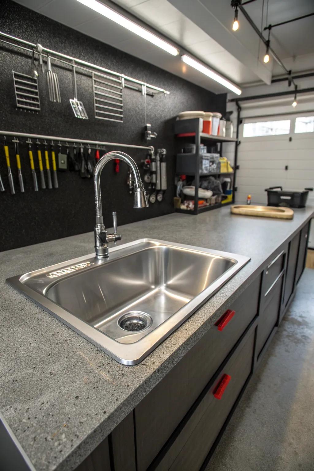 Transform your garage with a sleek, functional sink for ultimate convenience and style.