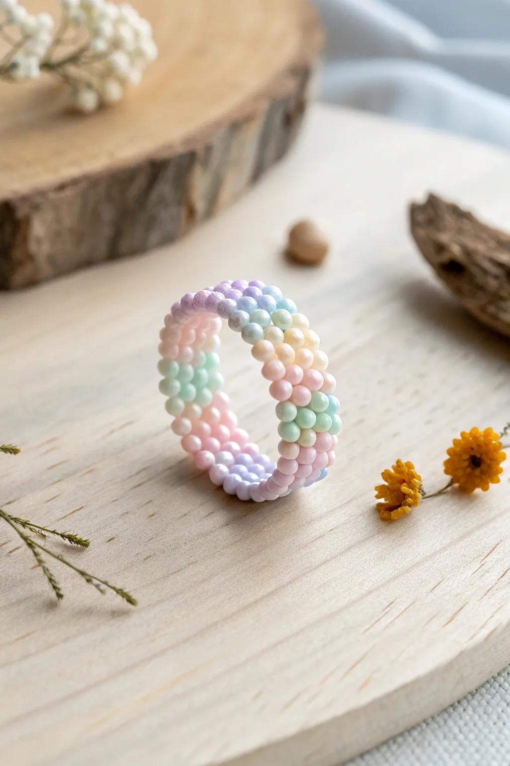 Add a splash of color to your style with this beautifully crafted Kandi ring, a perfect blend of minimalism and boho chic.