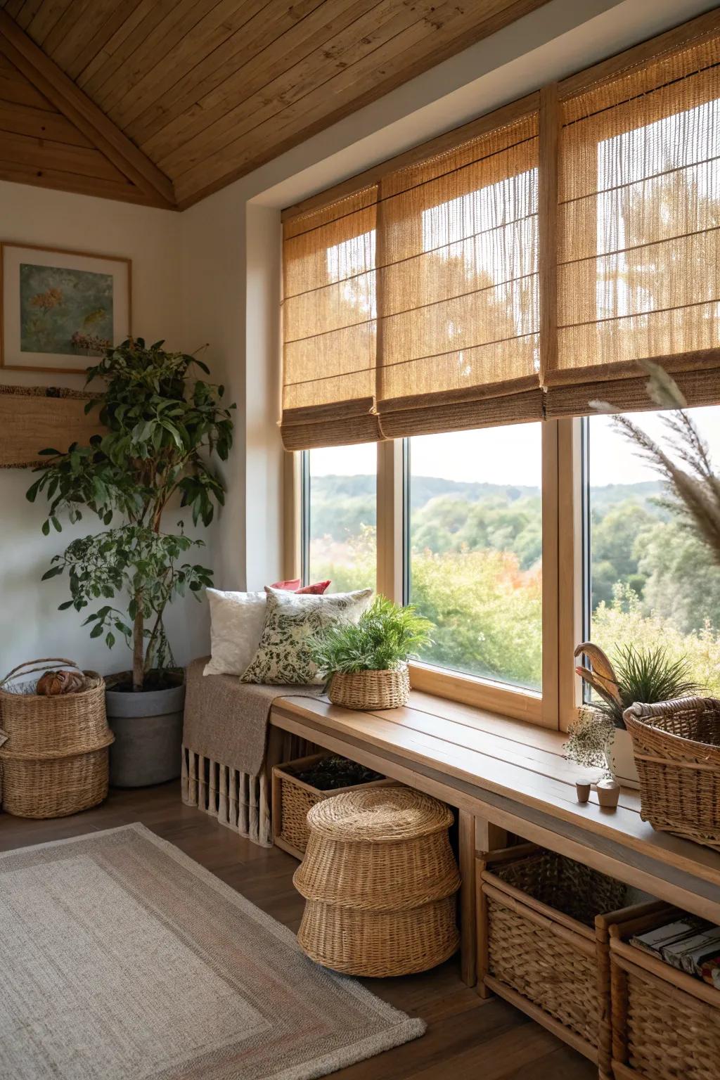 Bamboo shades offer a sustainable style.
