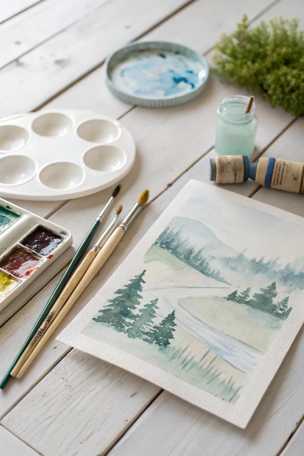 Unleash your creativity with watercolor landscapes; let the simplicity of nature inspire your artistic journey.