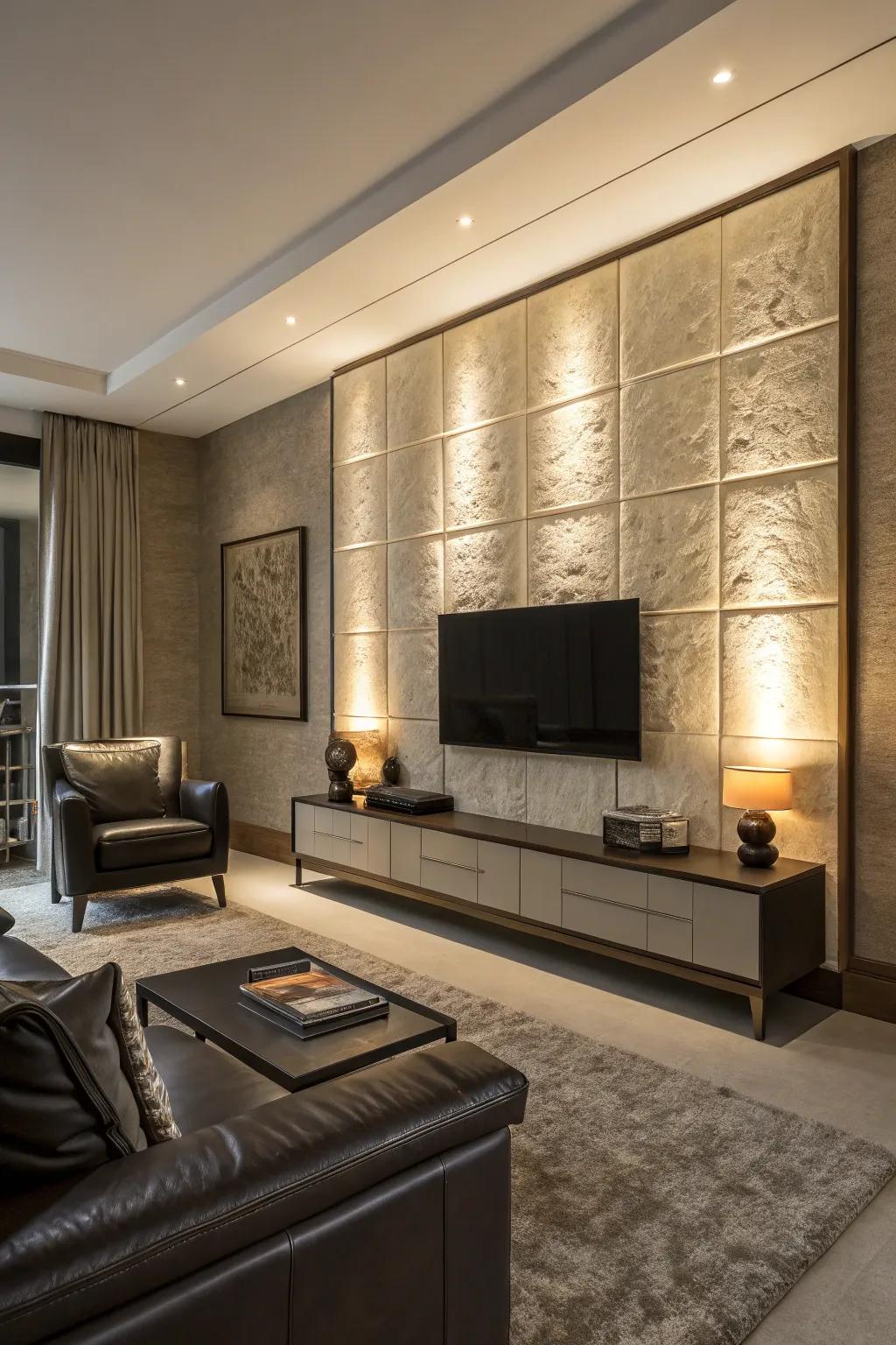 Elevate your space with the warm glow of backlit wall panels, a perfect blend of luxury and style.