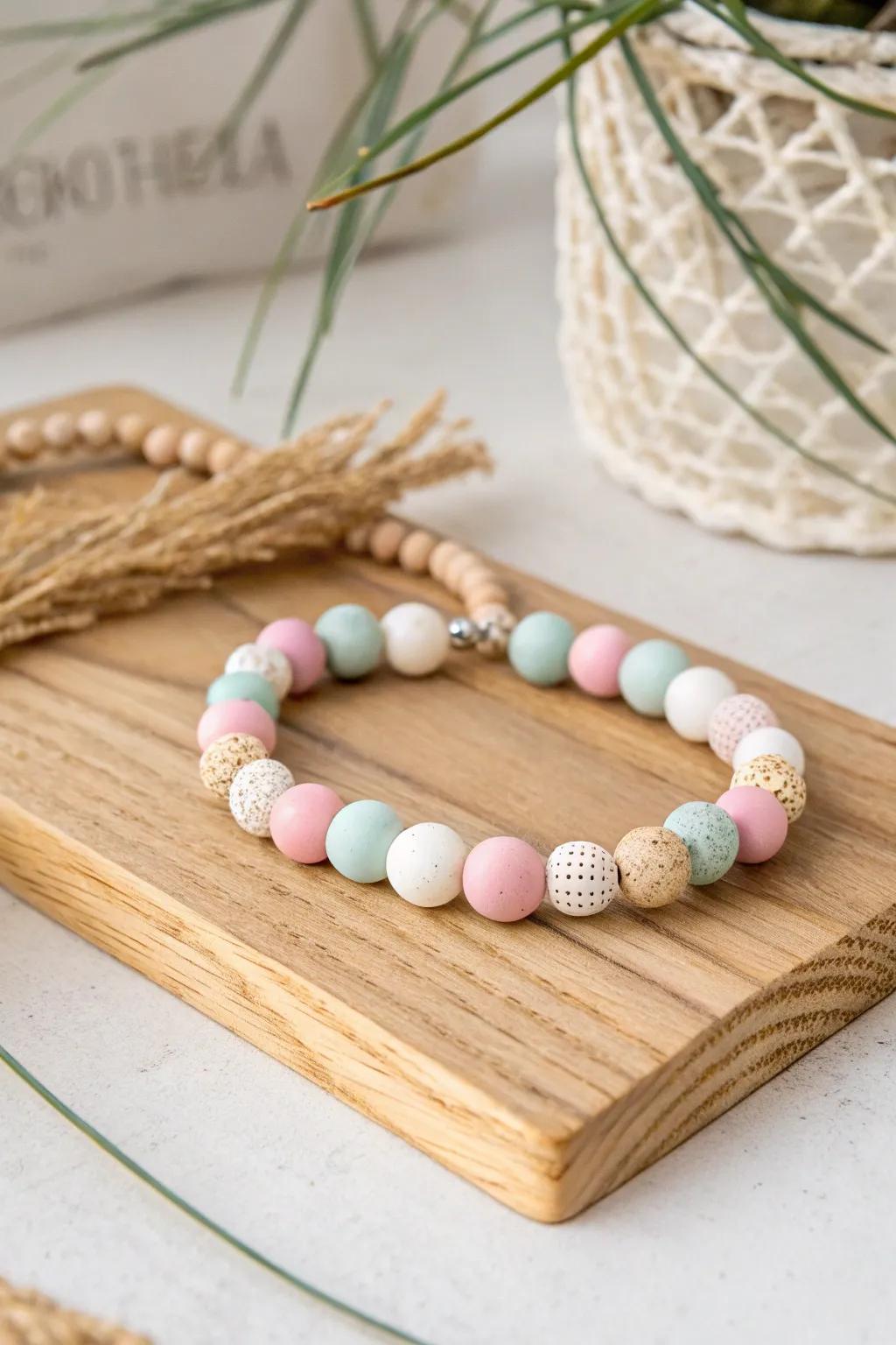 Embrace your creativity with handmade polymer clay bead bracelets - a perfect blend of simplicity and style.