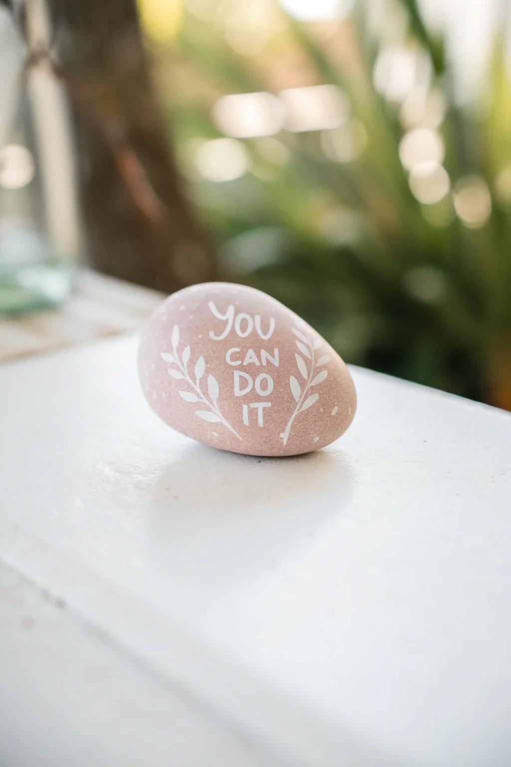 A touch of inspiration: Let this minimalist kindness rock remind you that you can achieve anything.