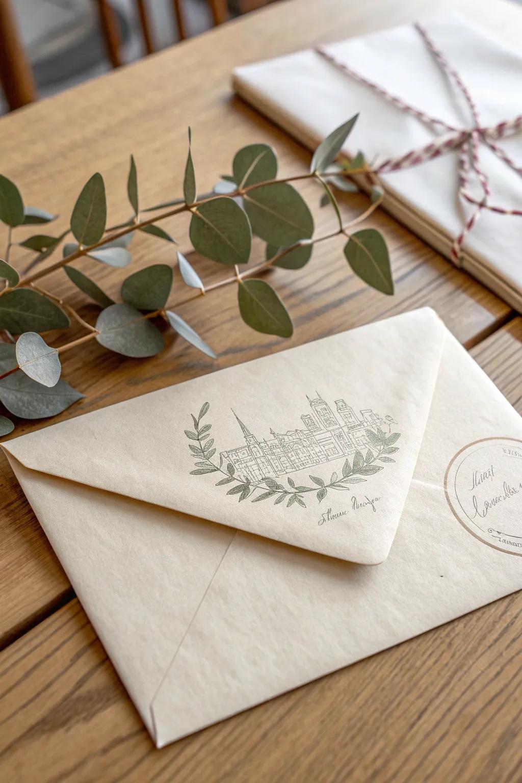 Elevate your correspondence with a touch of artistry. This hand-illustrated envelope turns a simple letter into a cherished keepsake.