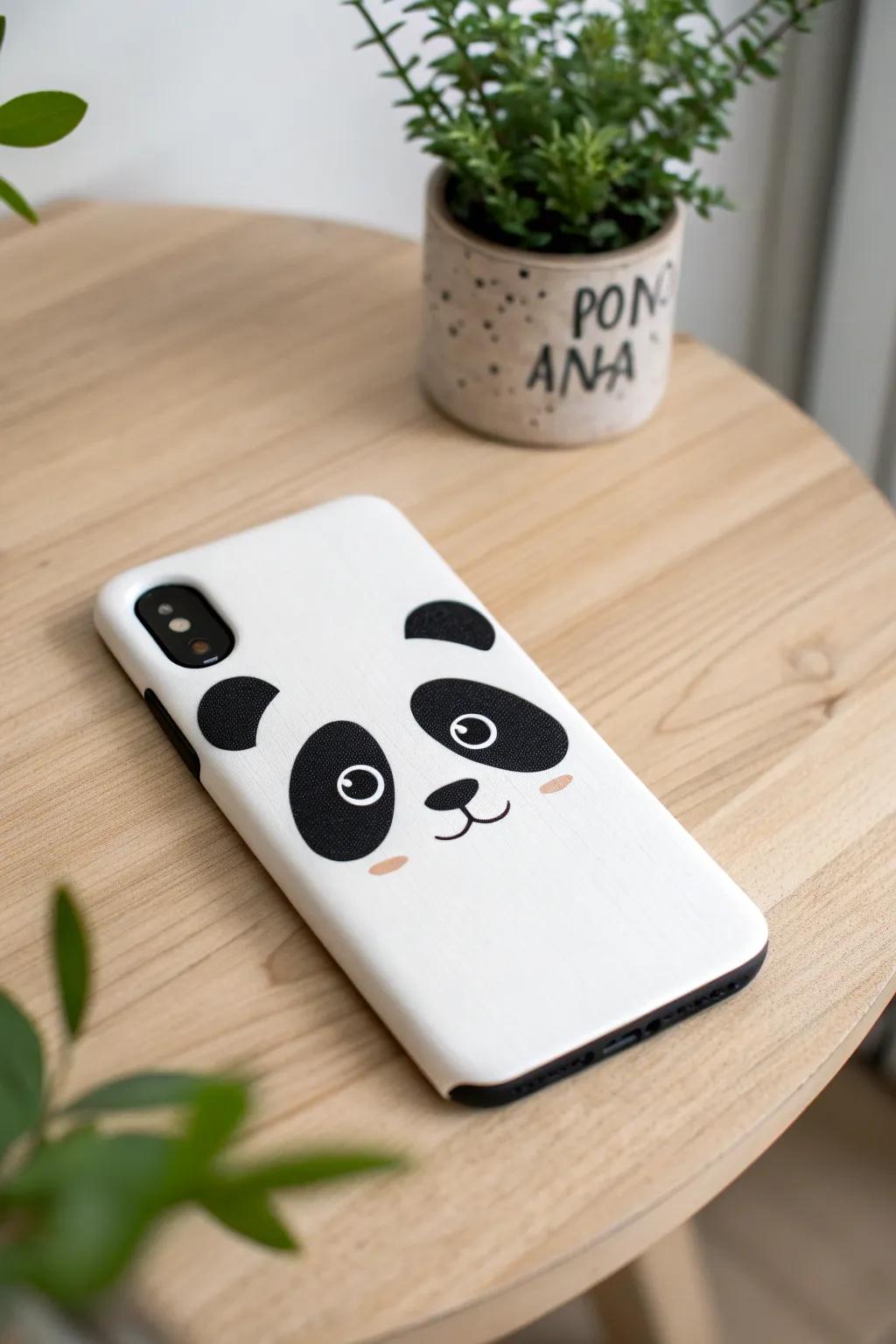 Embrace the charm of simplicity with this cute panda phone case, where minimalism meets playful elegance.