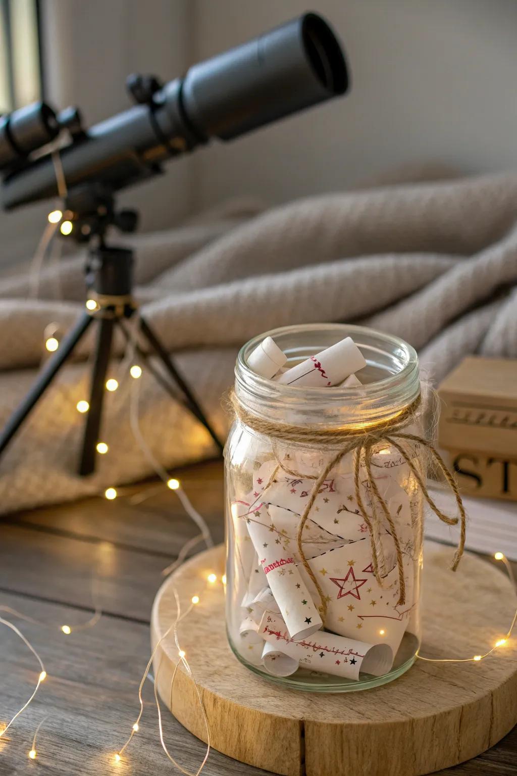 Capture the magic of the night with your own stargazing date jar. 🌌✨ #RomanticNights #StargazingIdeas