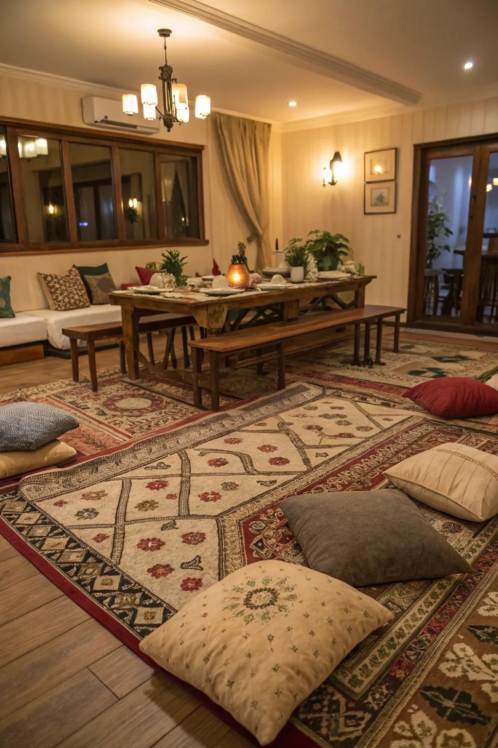 Enhance your dining room with textiles and patterns.