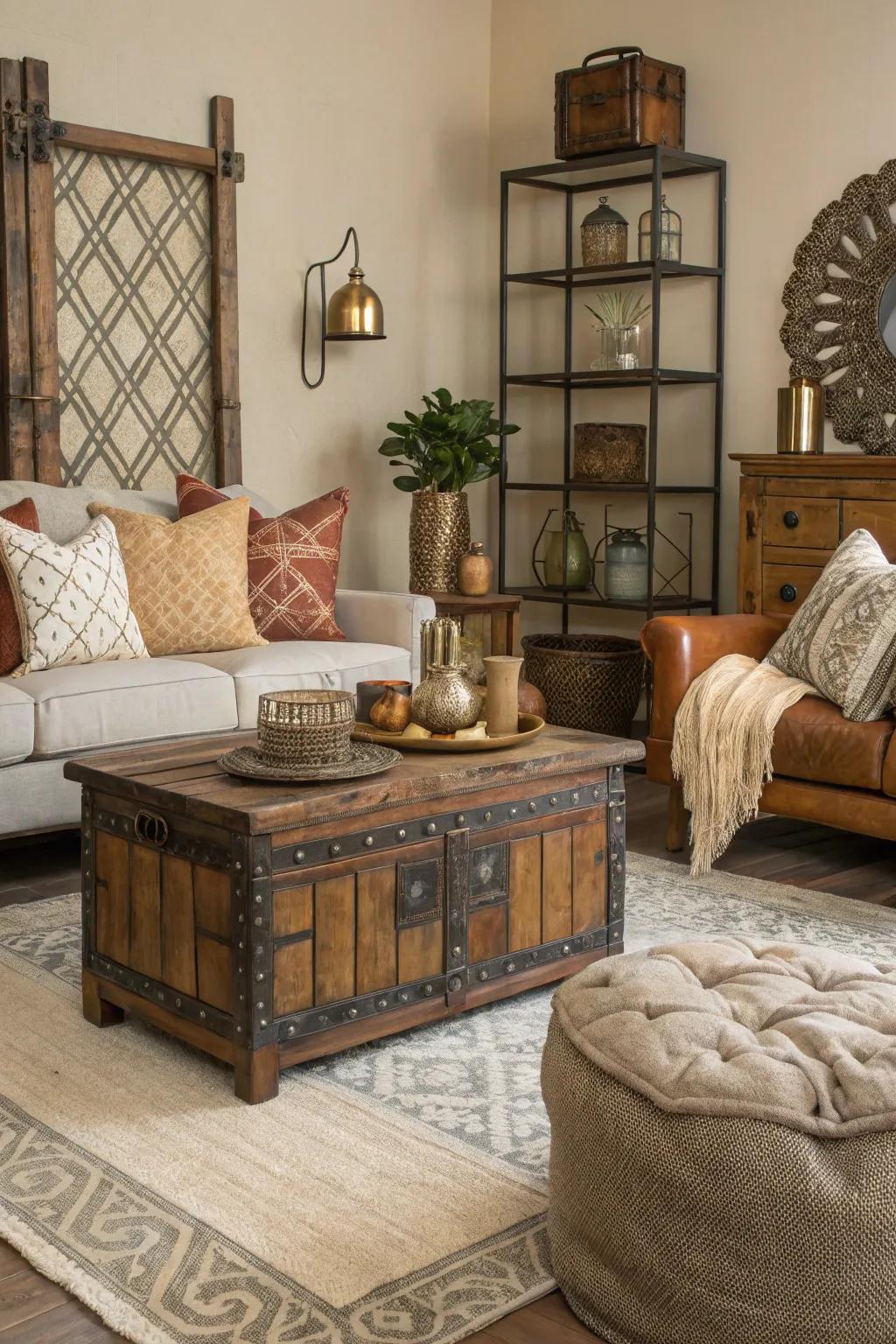 A harmonious mix of textures in a stylish living room.