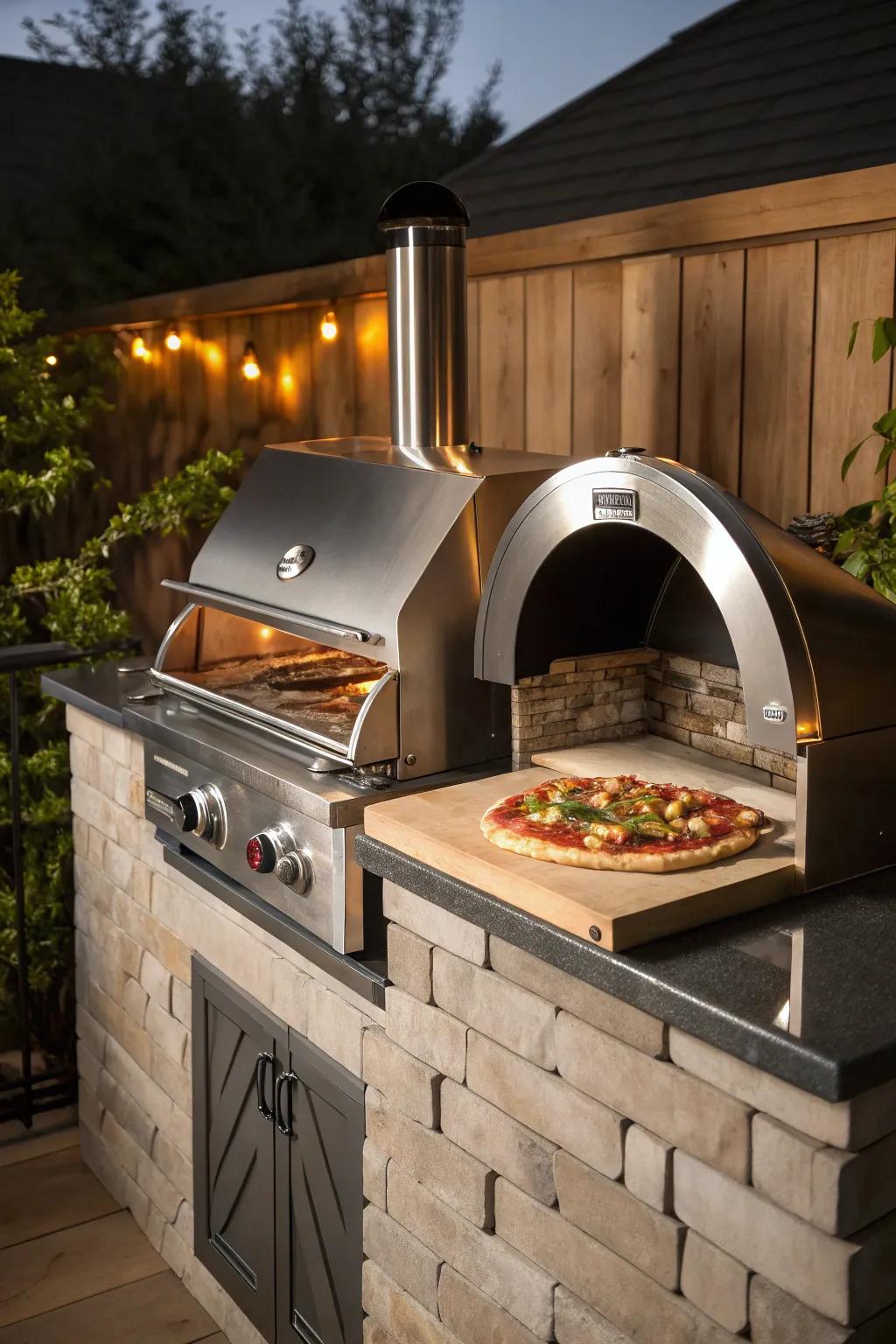 Elevate your grill station with a stylish pizza oven for perfect homemade pizza nights.