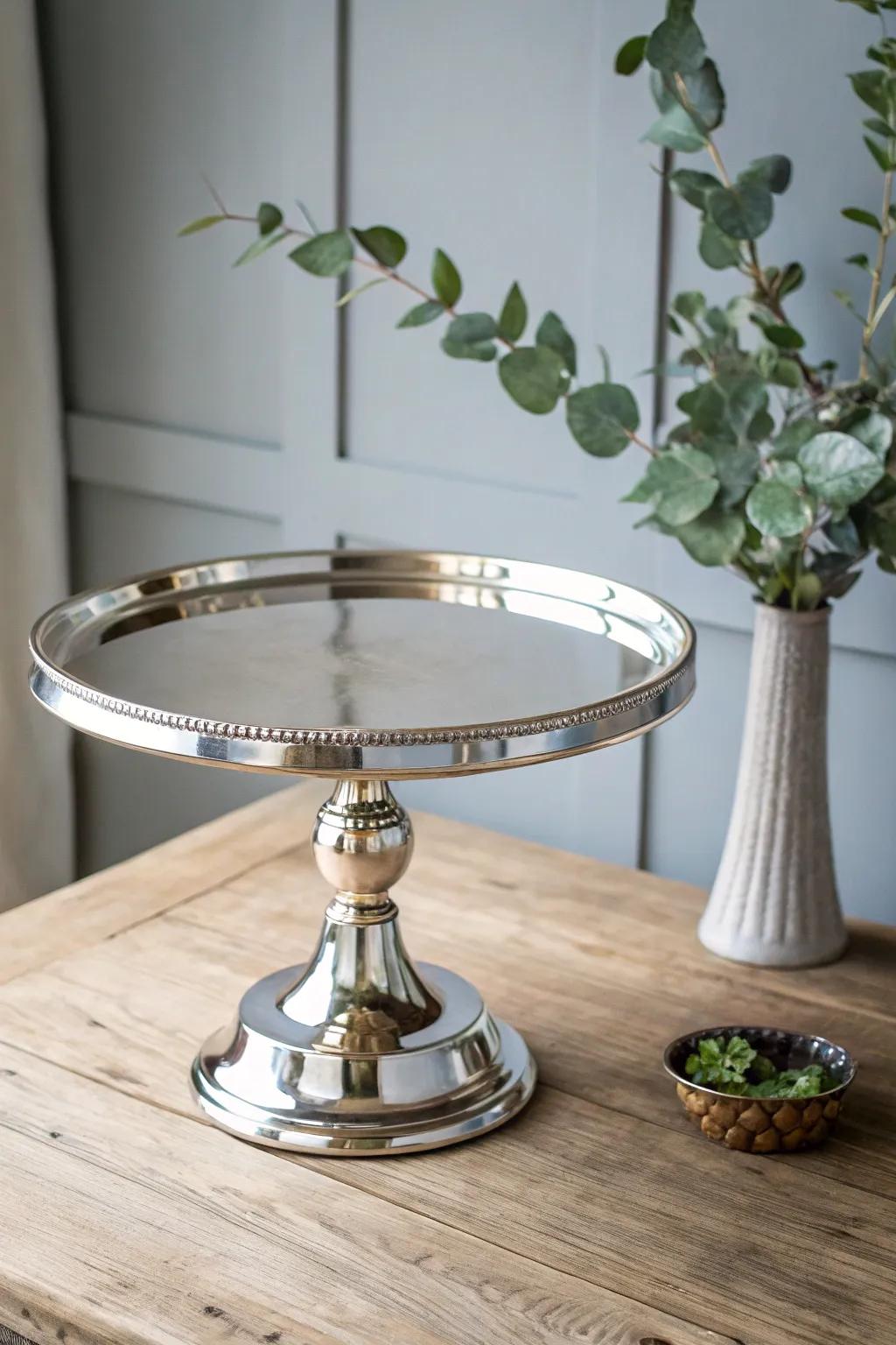Elevate your dessert presentation with this chic mirrored cake stand—where simplicity meets elegance.