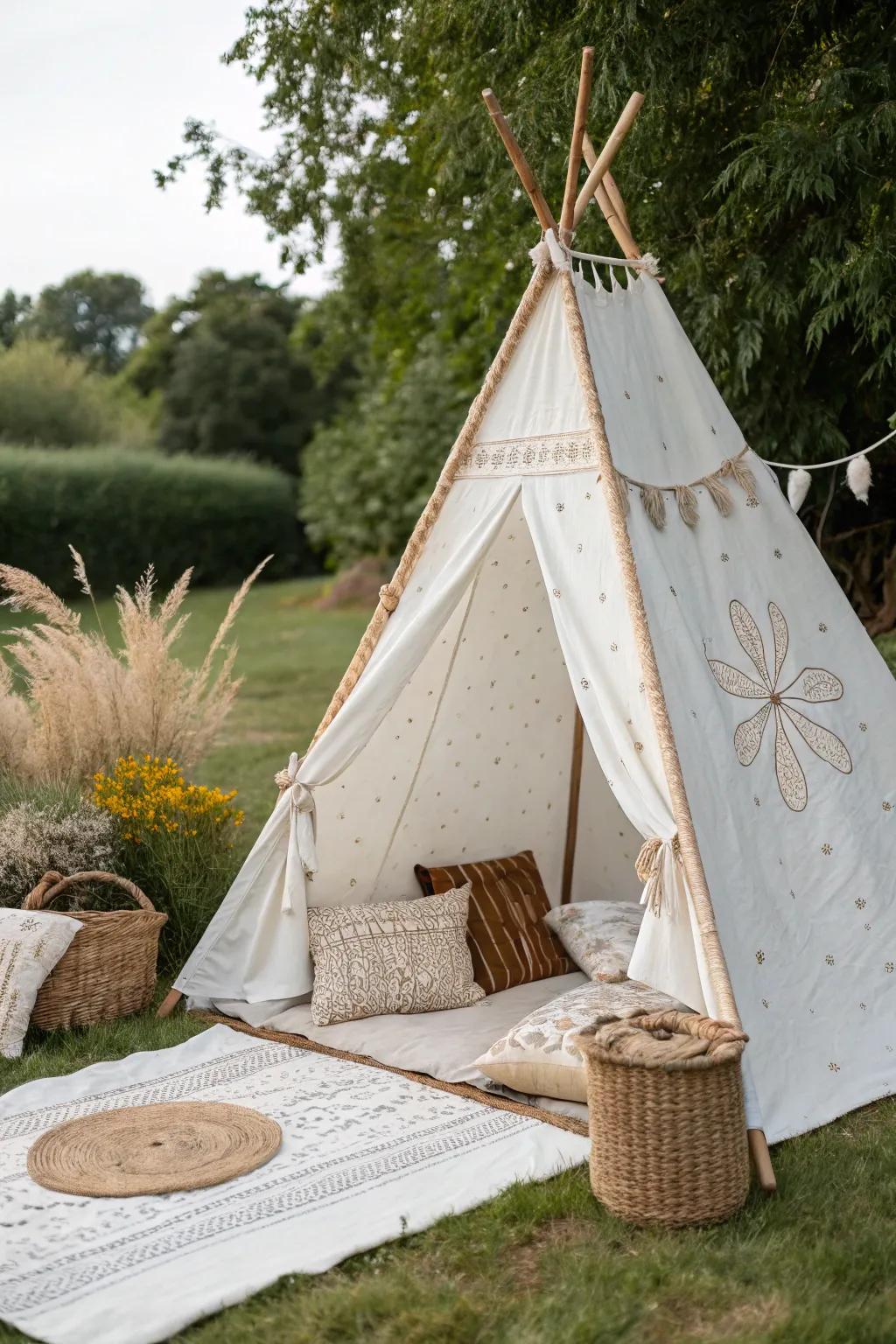Create your own serene escape with a boho-inspired tent retreat in your garden.