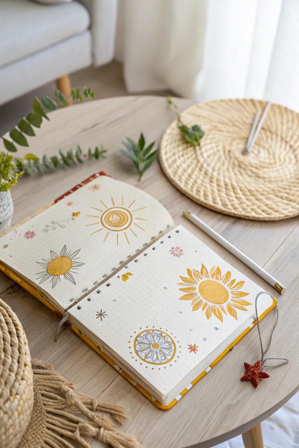 Capture the essence of sunshine with a beautifully crafted summer-themed journal spread that radiates warmth and creativity.