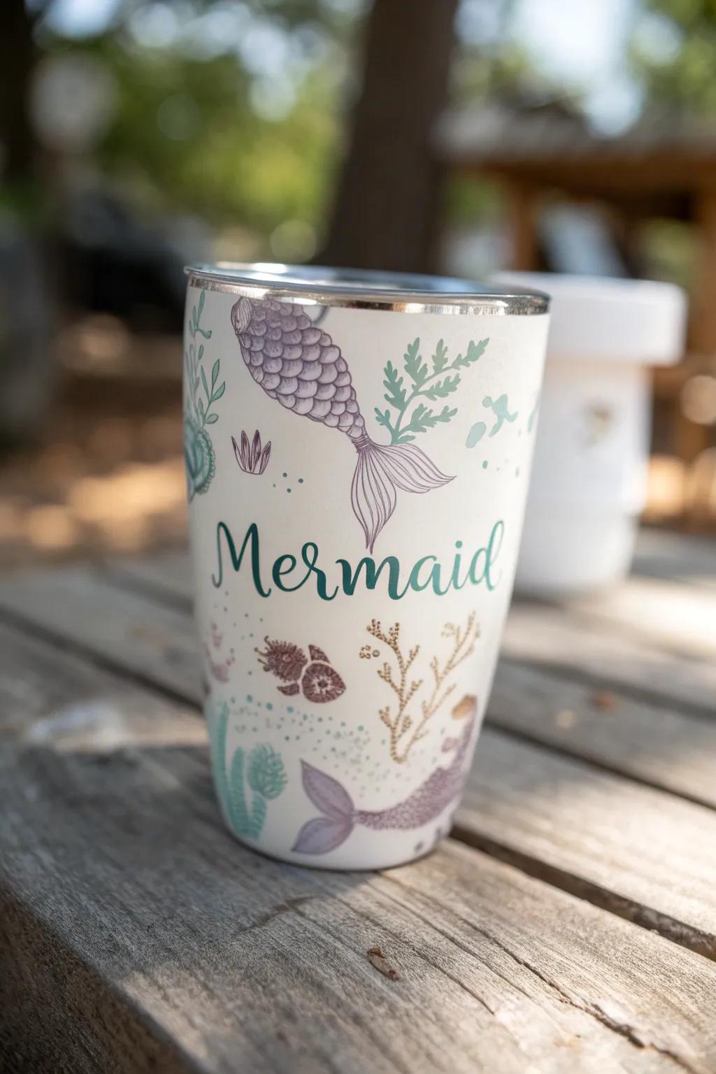 Transform simple cups into enchanting party favors with personalized mermaid decals – a perfect blend of elegance and whimsy!