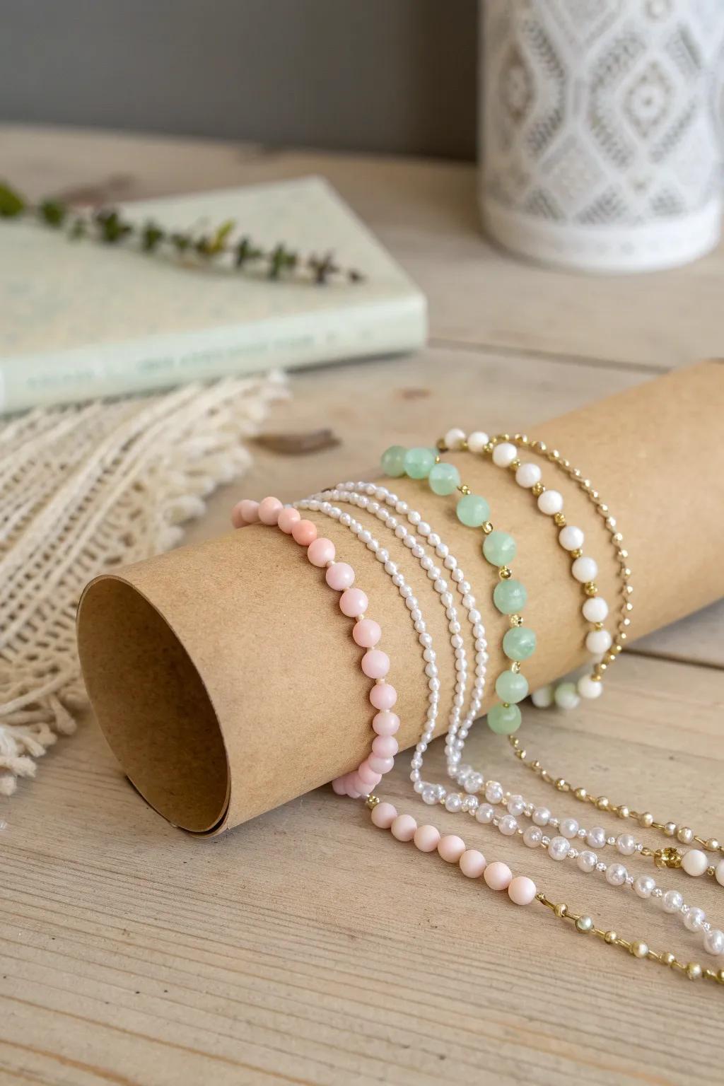 Elevate your DIY storage with this simple and chic cardboard tube hack for bead organization.