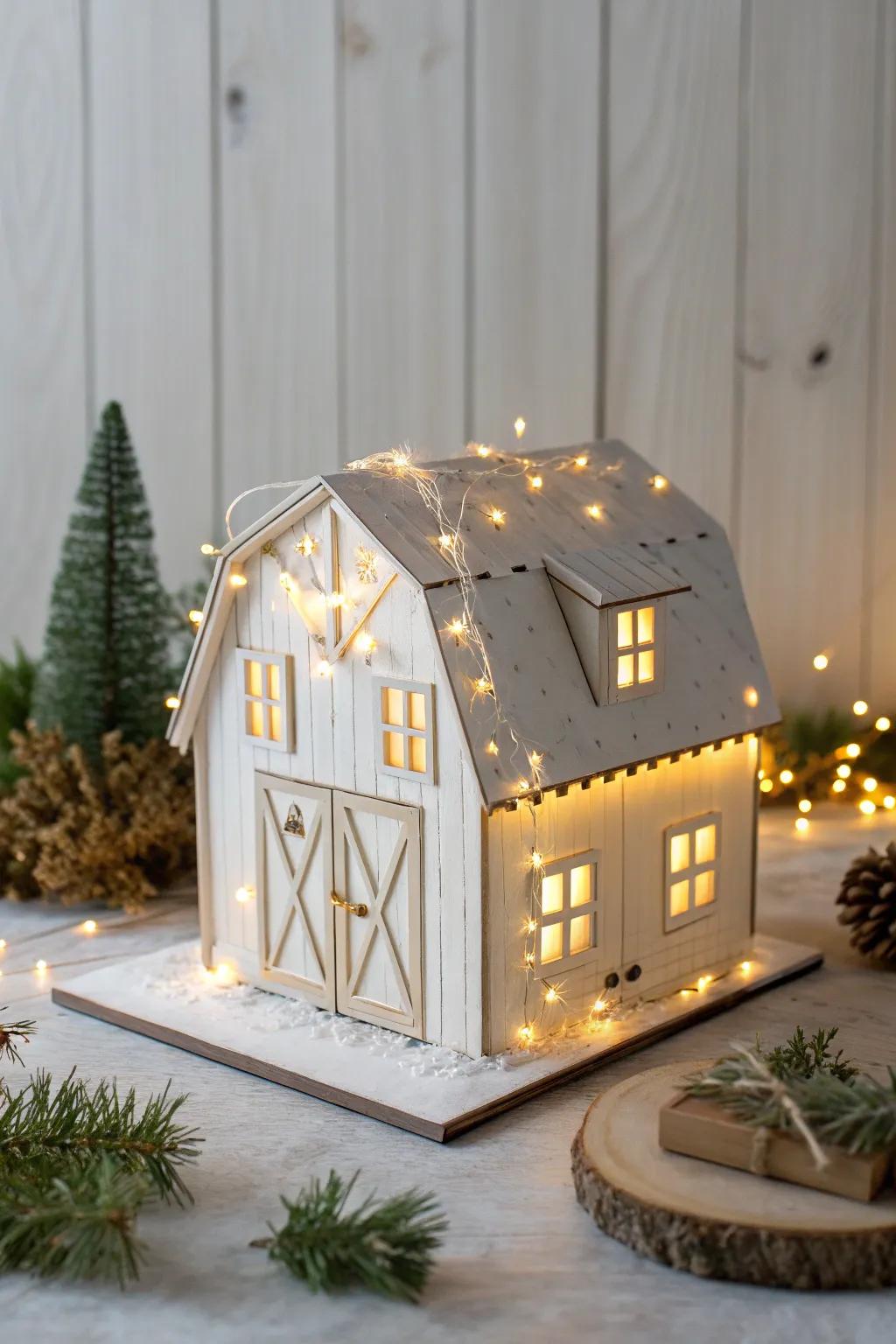 Transform your DIY Schleich barn into a nighttime wonder with enchanting fairy lights.