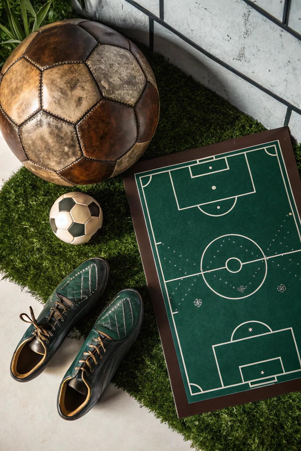 Transform your space with this artistic soccer poster that captures the essence of the game in a masterful collage.