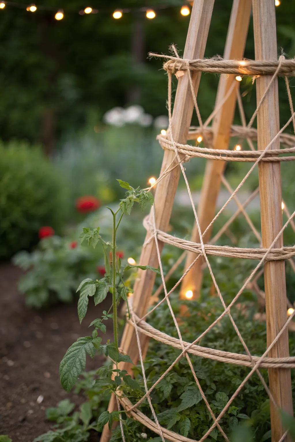 Elevate your garden with the art of twine weaving – where simplicity meets elegance.