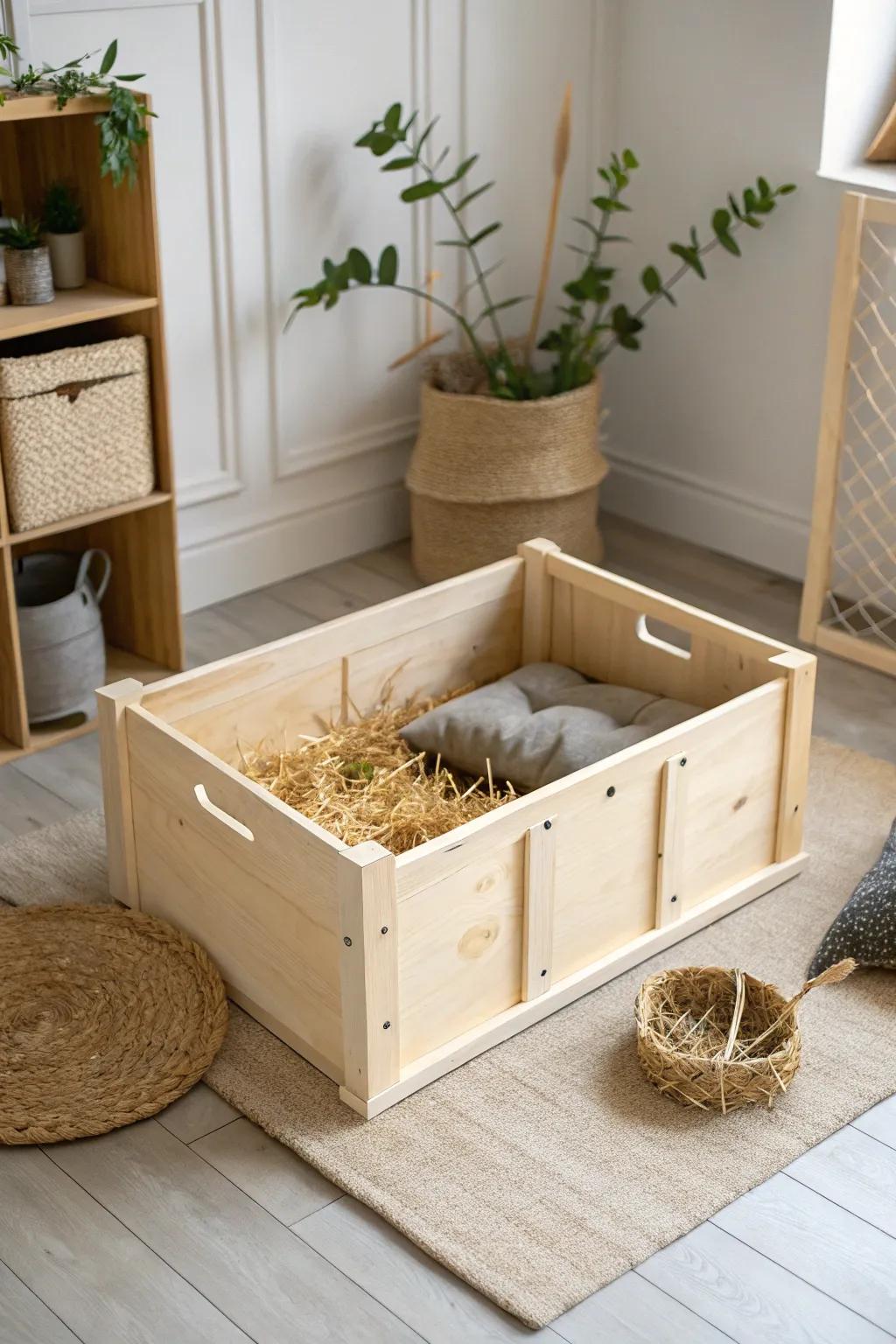 Create a cozy haven for your furry friend with a simple, natural bedding nest.