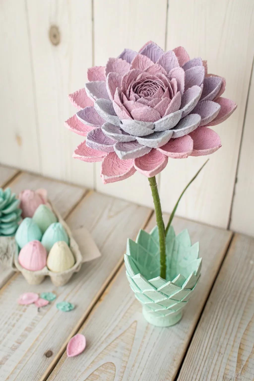 Transform waste into wonder with these charming DIY egg carton flowers, perfect for adding a touch of eco-friendly elegance to your Easter decor.