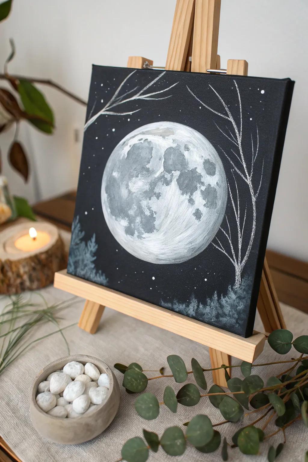 Enchant your space with a touch of lunar magic. 🌕✨ #ScandinavianBoho #FullMoonArt