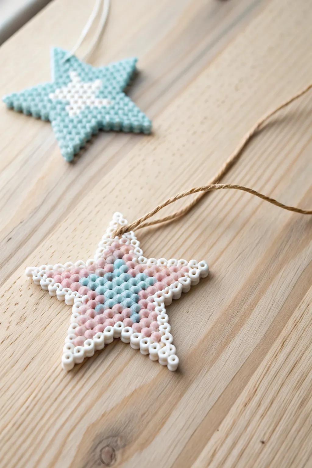 Craft your own celestial elegance with this simple Perler bead star pattern—perfect for adding a touch of magic to any space.
