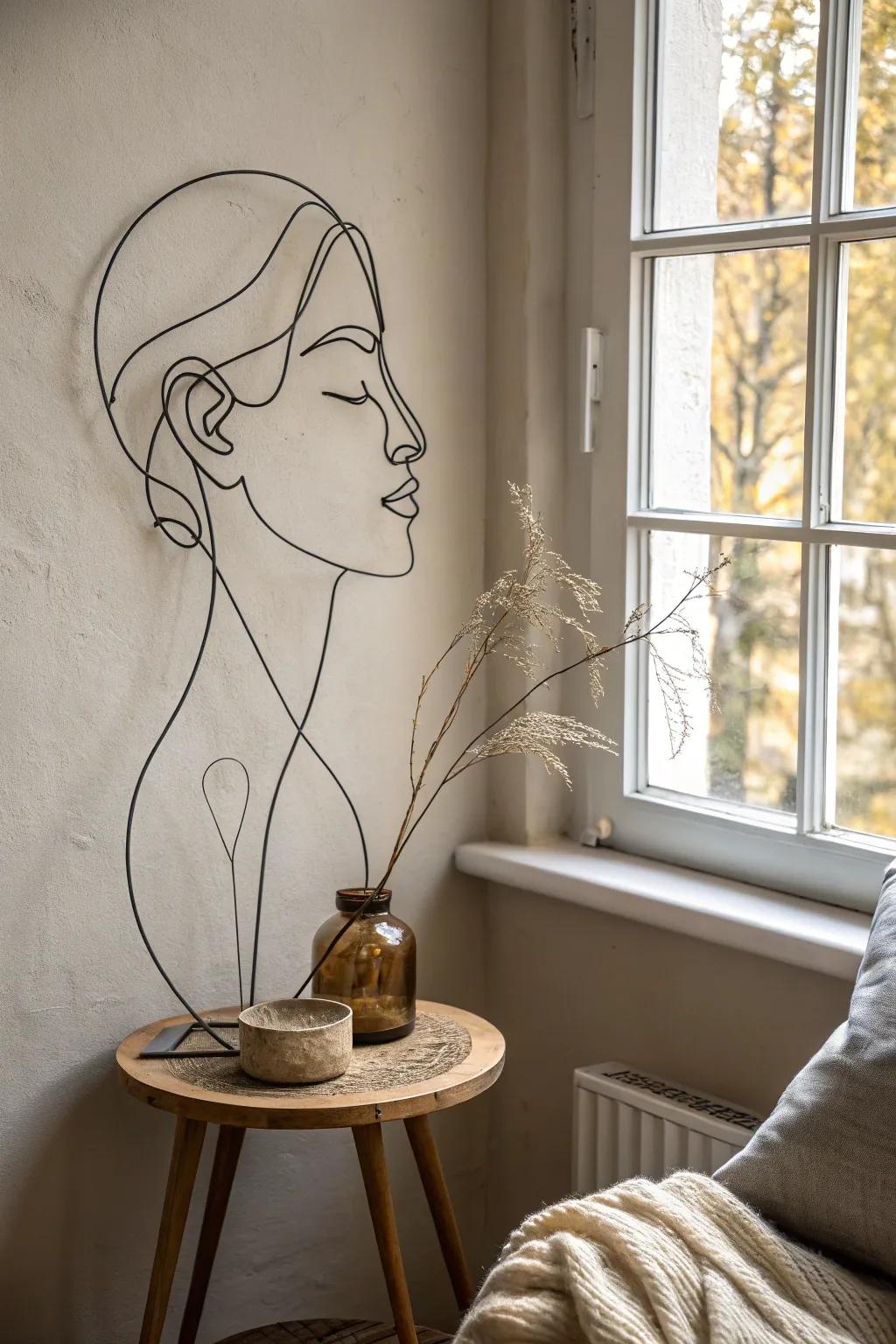 Elevate your space with the art of wire portraits—simple elegance meets creative craftsmanship.