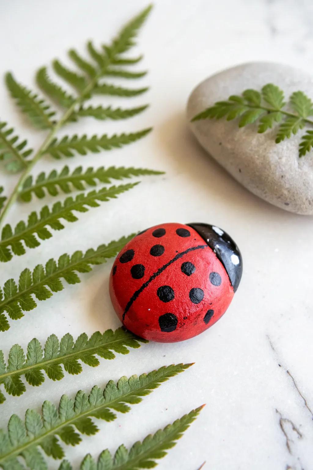 Bring whimsical charm to your garden with this adorable ladybug rock craft!