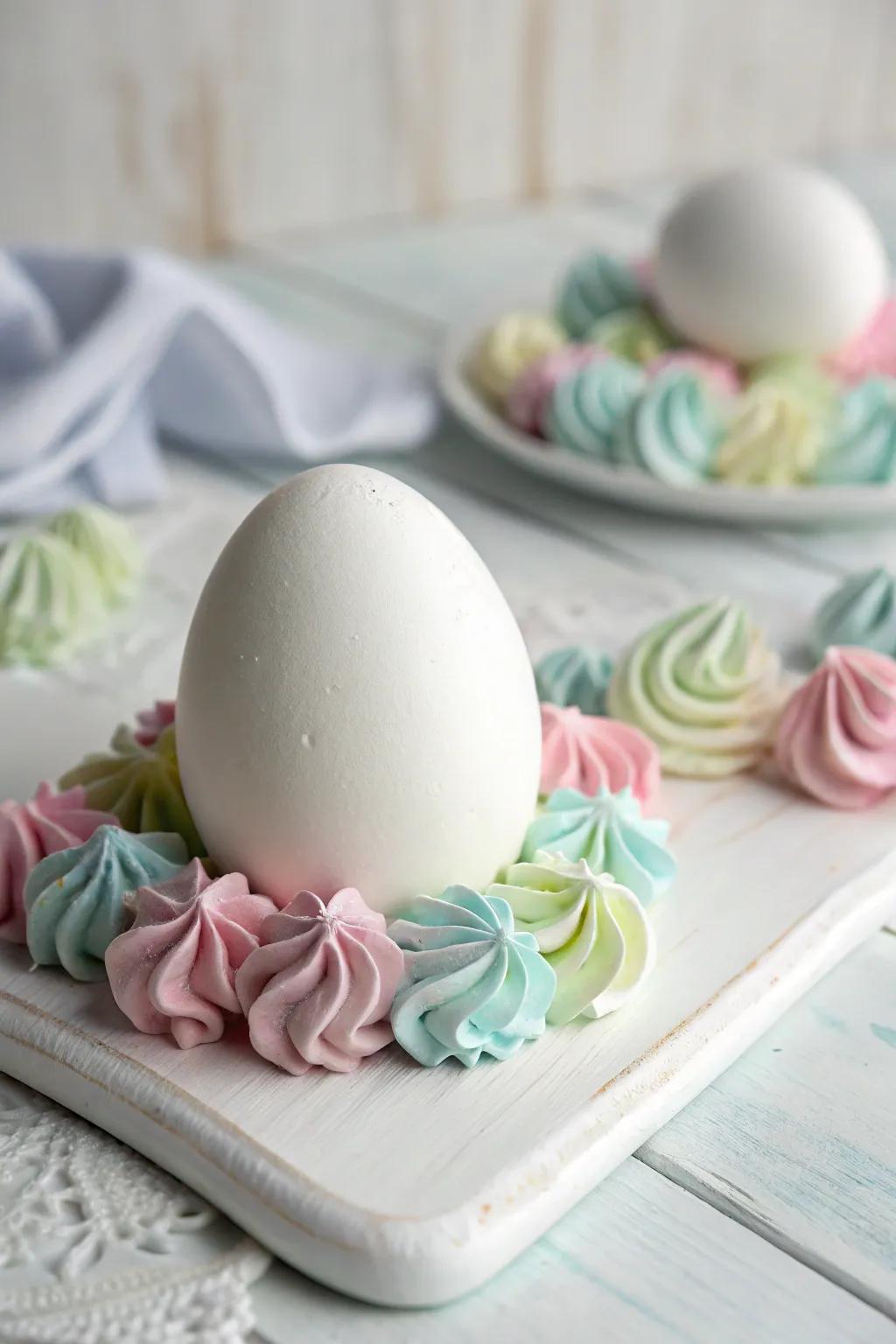 Transform your eggs into mesmerizing art with shaving cream swirls - simplicity meets creativity!