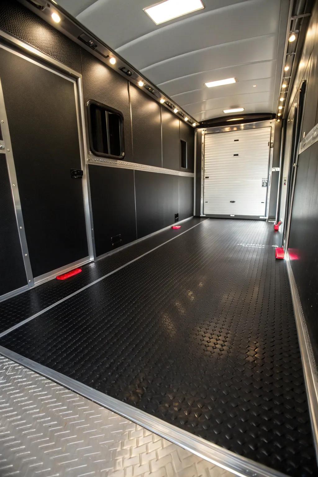 Transform your trailer with robust, stylish rubber flooring—where functionality meets modern design.