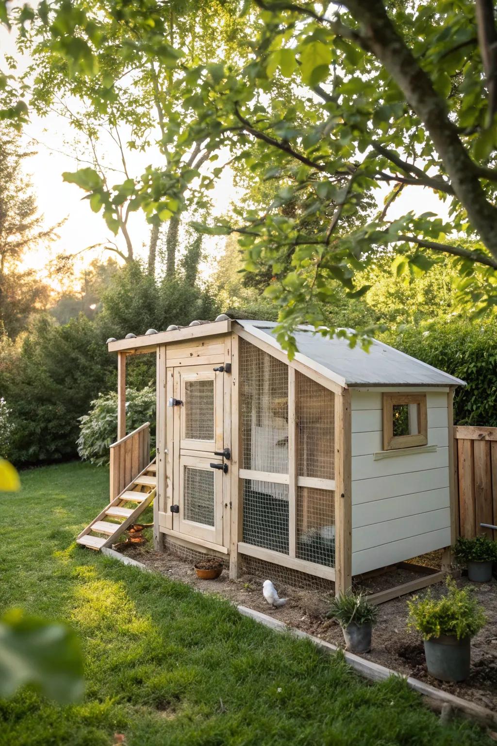 Transform your backyard with this charming, eco-friendly chicken coop that blends minimalist design with natural beauty.