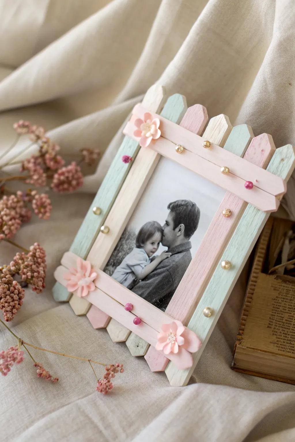 Celebrate Dad with a heartfelt, handcrafted picture frame made by little hands.