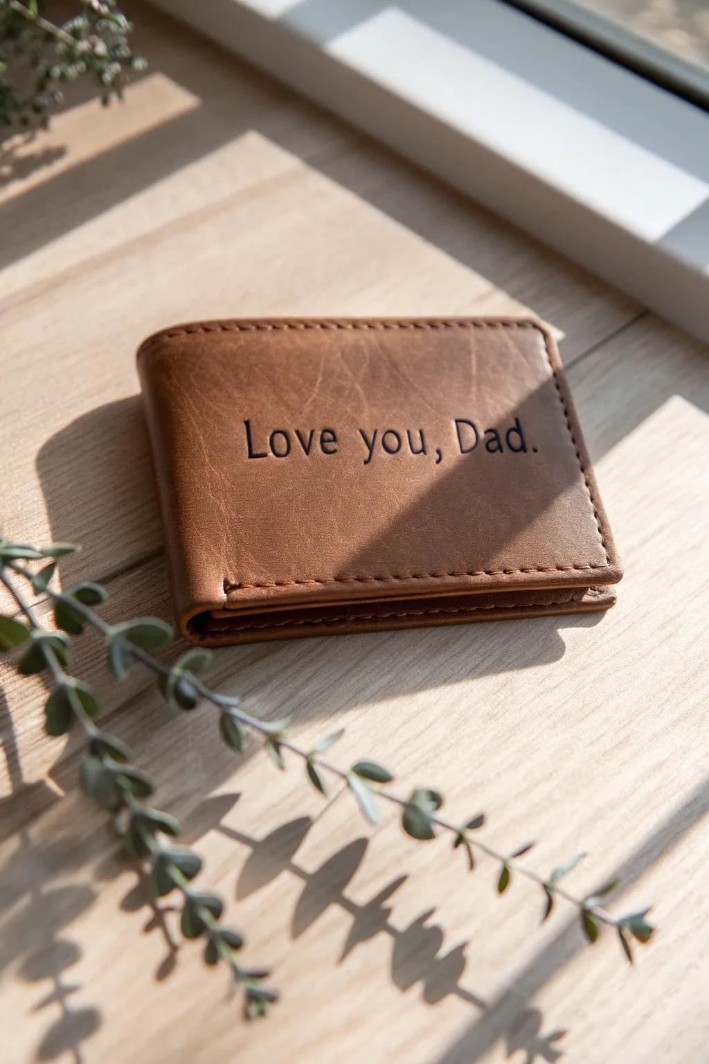 Celebrate Father's Day with a personal touch – a beautifully engraved leather keepsake.