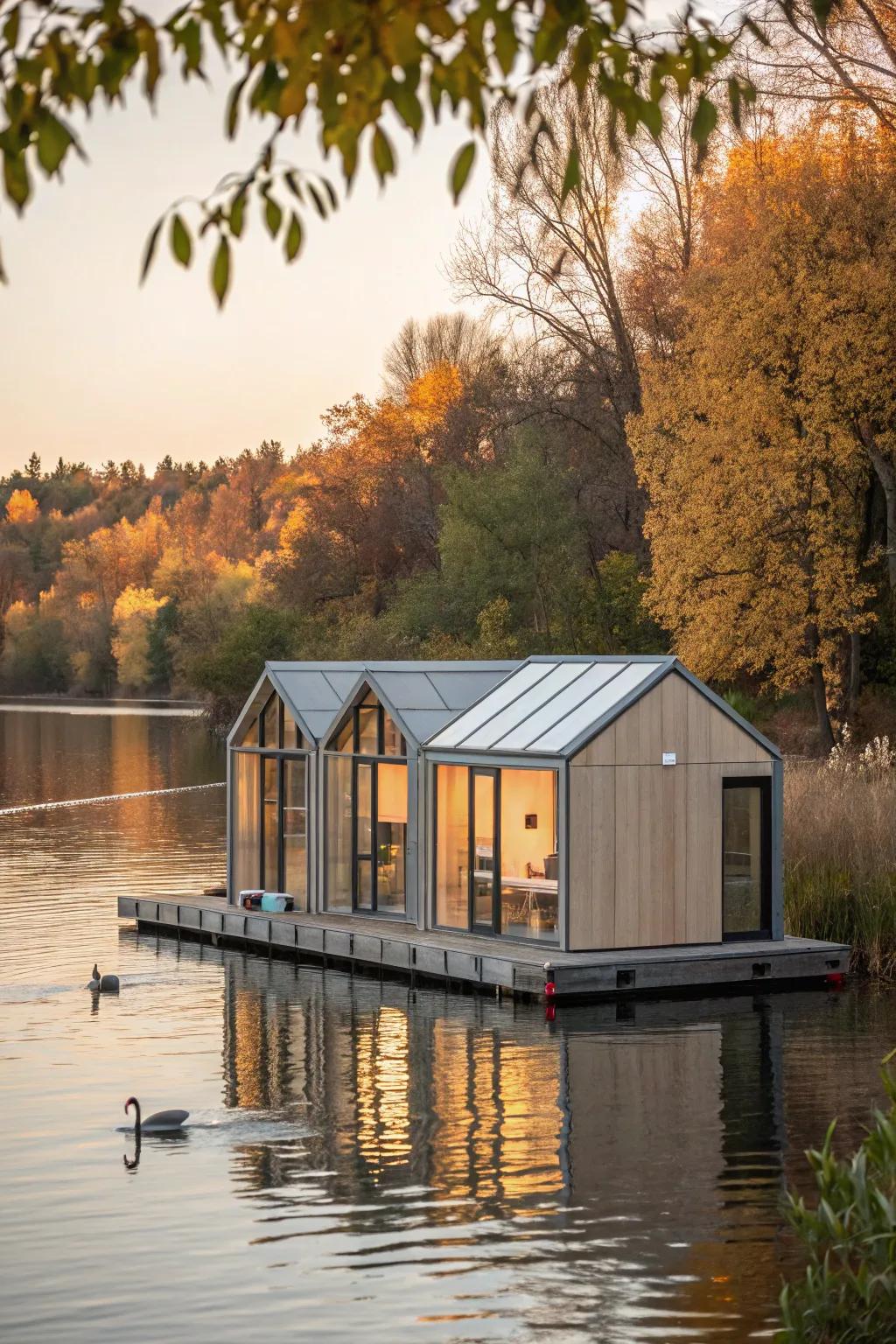 Reimagine duck living with this chic, modular floating home—perfect for growing flocks!