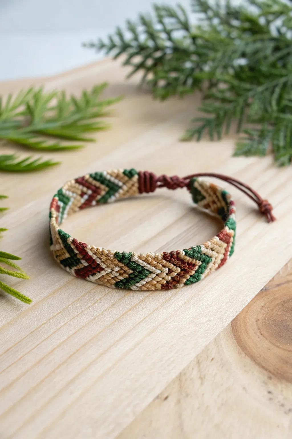 Embrace nature's palette with this beautifully crafted friendship bracelet, capturing the essence of the great outdoors.