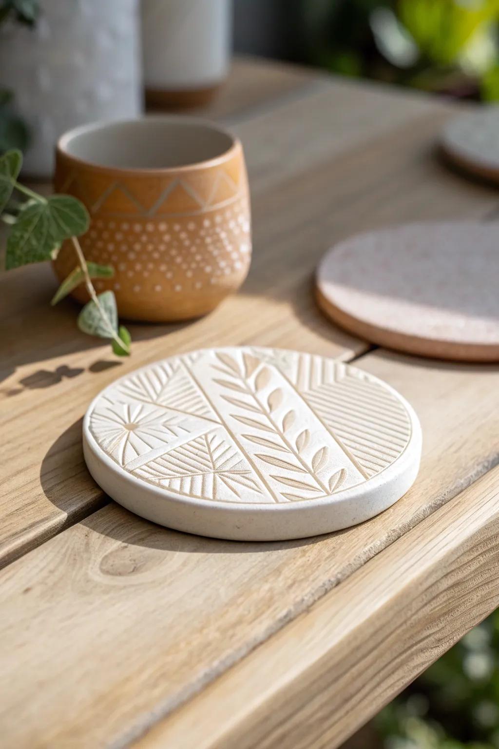 Elevate your tabletop decor with handcrafted, personalized coasters that blend simplicity and natural elegance.
