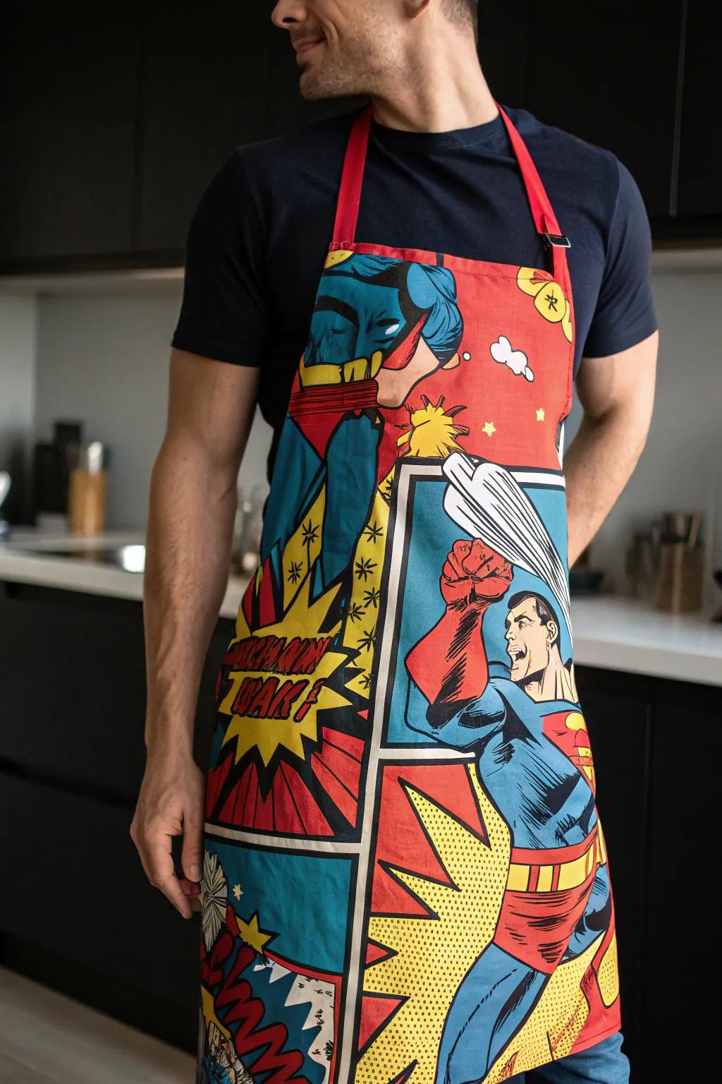 Unleash your culinary superpowers with this epic superhero apron!