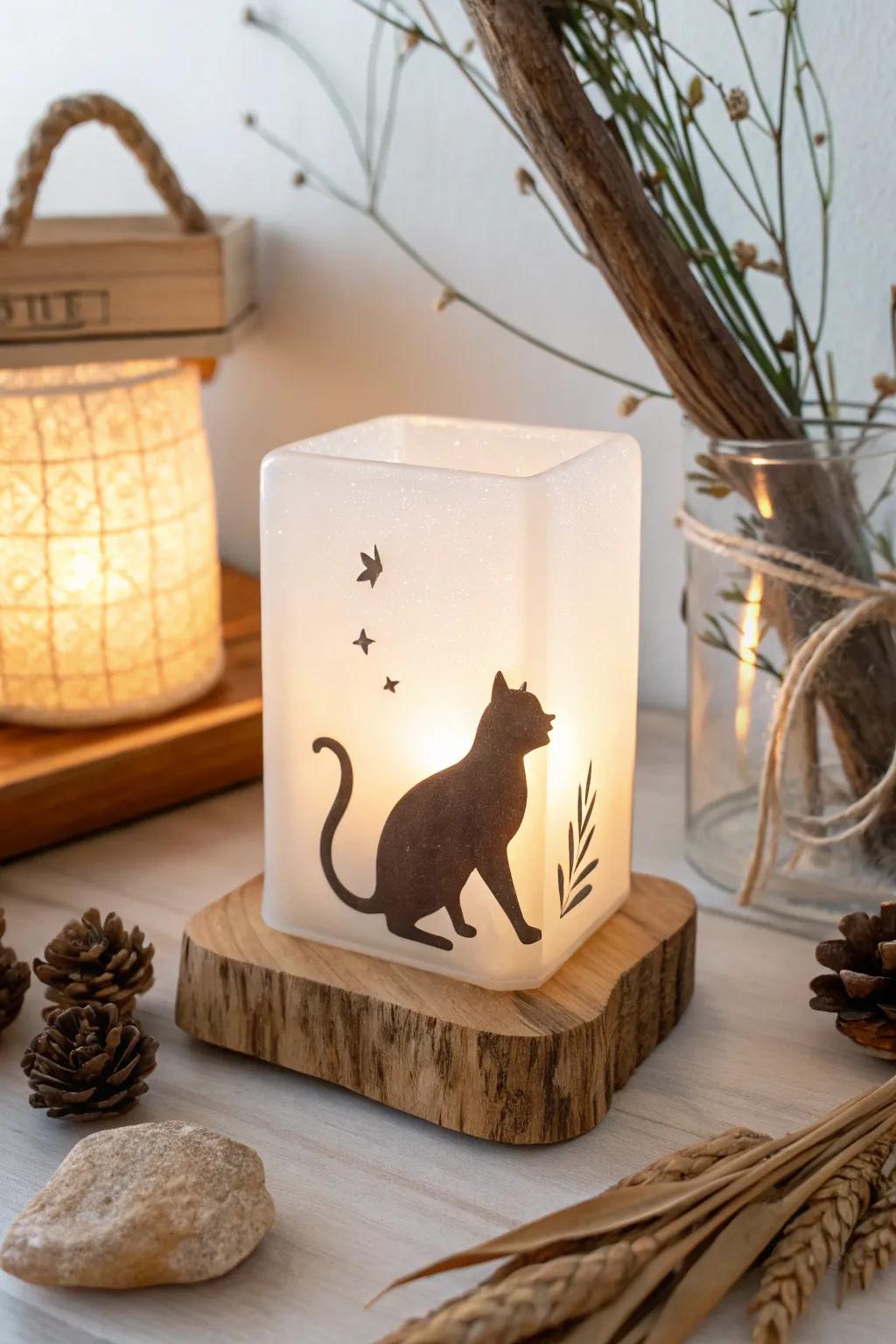 Let your night light purr with charm—embrace simplicity and whimsy with a playful cat silhouette.