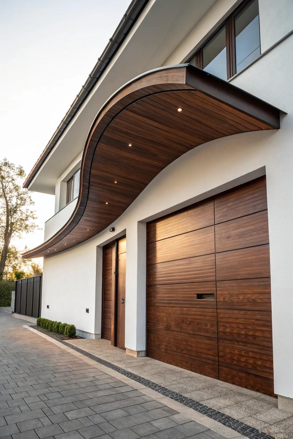 Elevate your garage with the elegance of a curved overhang—where functionality meets modern design.