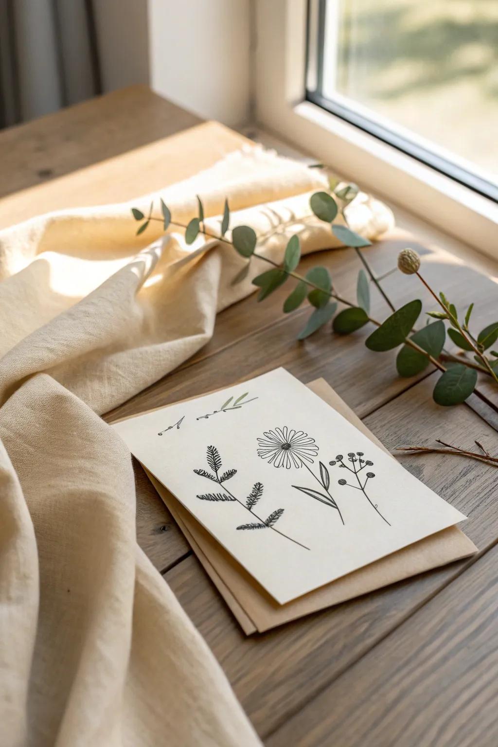 Embrace the elegance of simplicity with minimalist lines on your get well card.