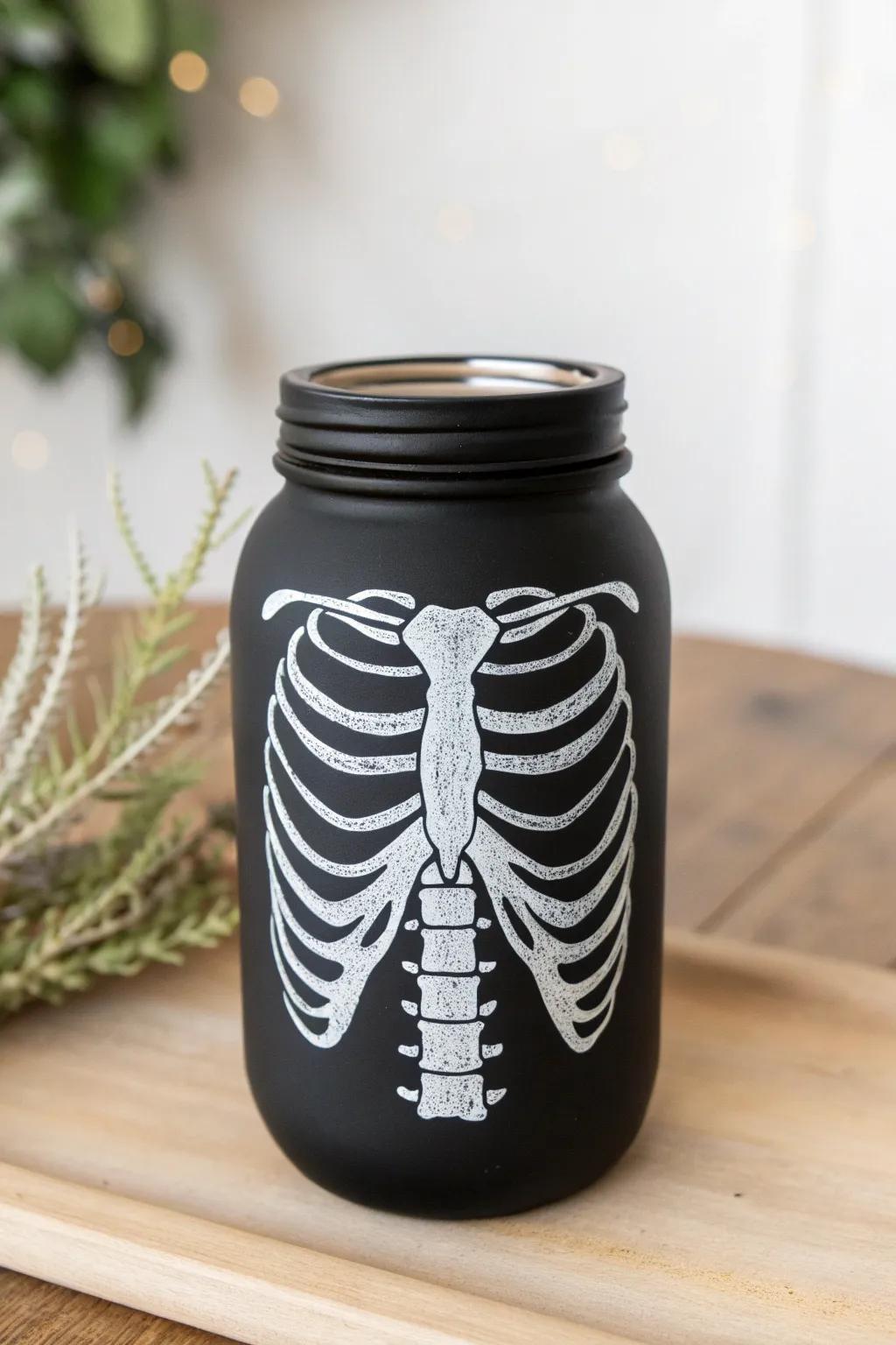Elegantly eerie: Embrace the spooky season with minimalist skeleton jars.
