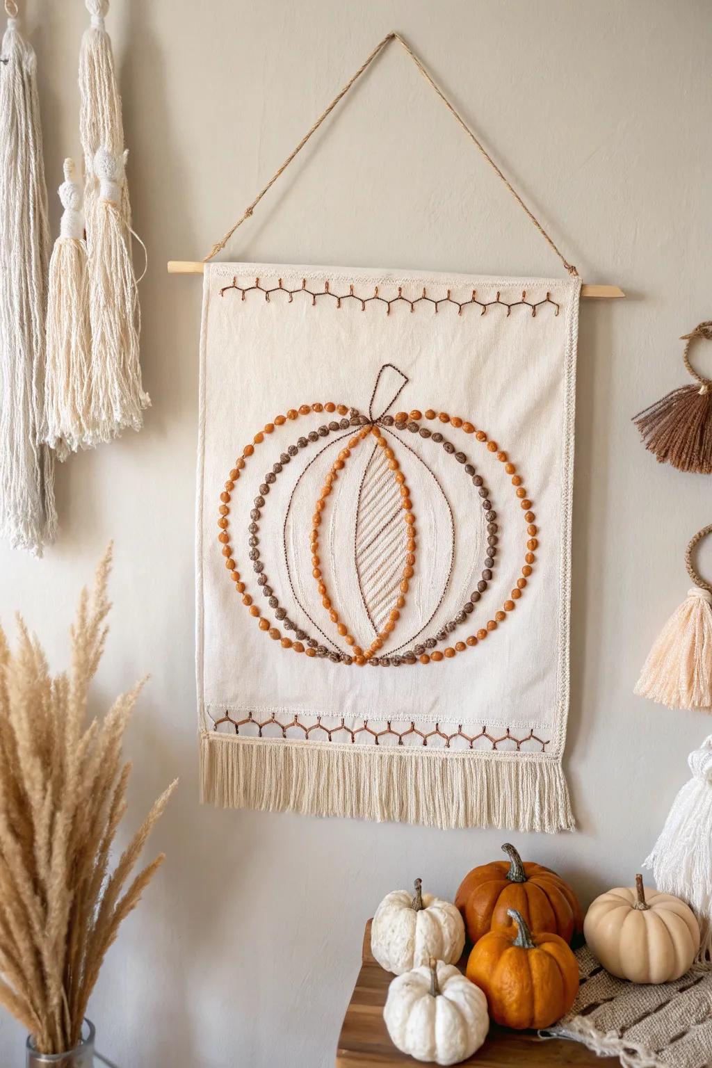 Elevate your Halloween decor with this beautifully crafted wall hanging that blends minimalist style with a touch of boho charm.